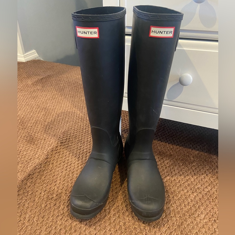 Tall Matte Black Hunter Boots